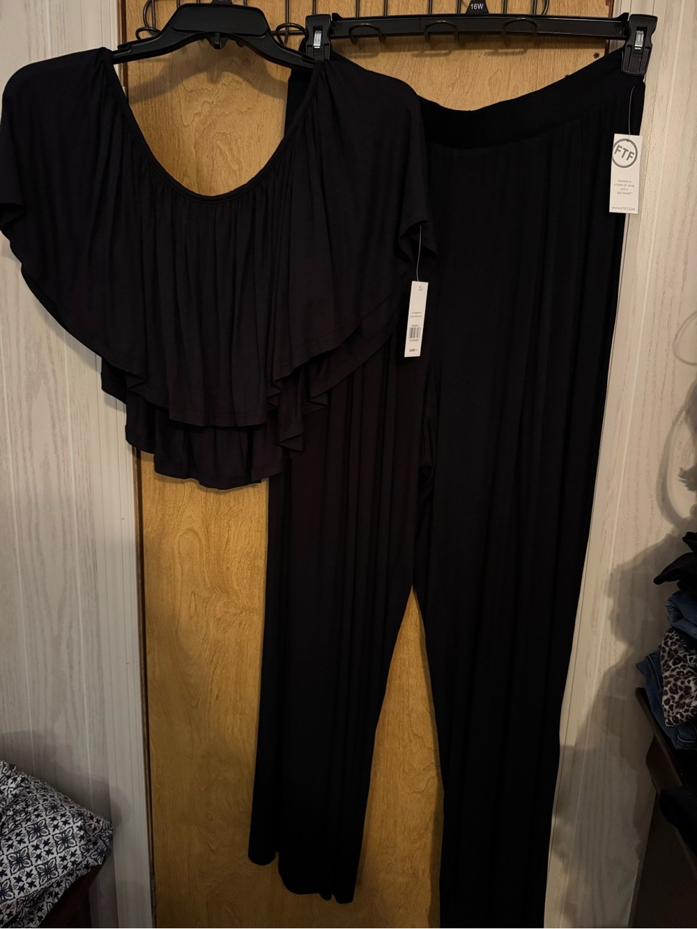 Fashion to Figure Black Wide-Leg Palazzo Pants with Ruffle Top Set